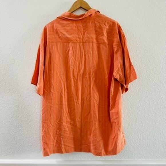 Tommy Bahamas Silk Orange Button Up Dress Shirt Size XL - Picture 3 of 5